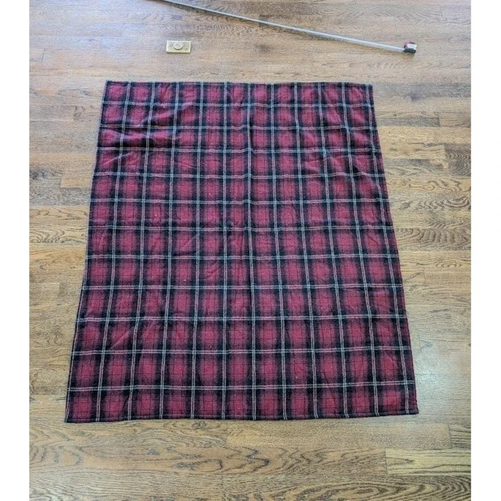Vtg Woolrich Home Sherpa Fleece Throw Blanket 58x46 Wool Blend Cabin Lodge Plaid